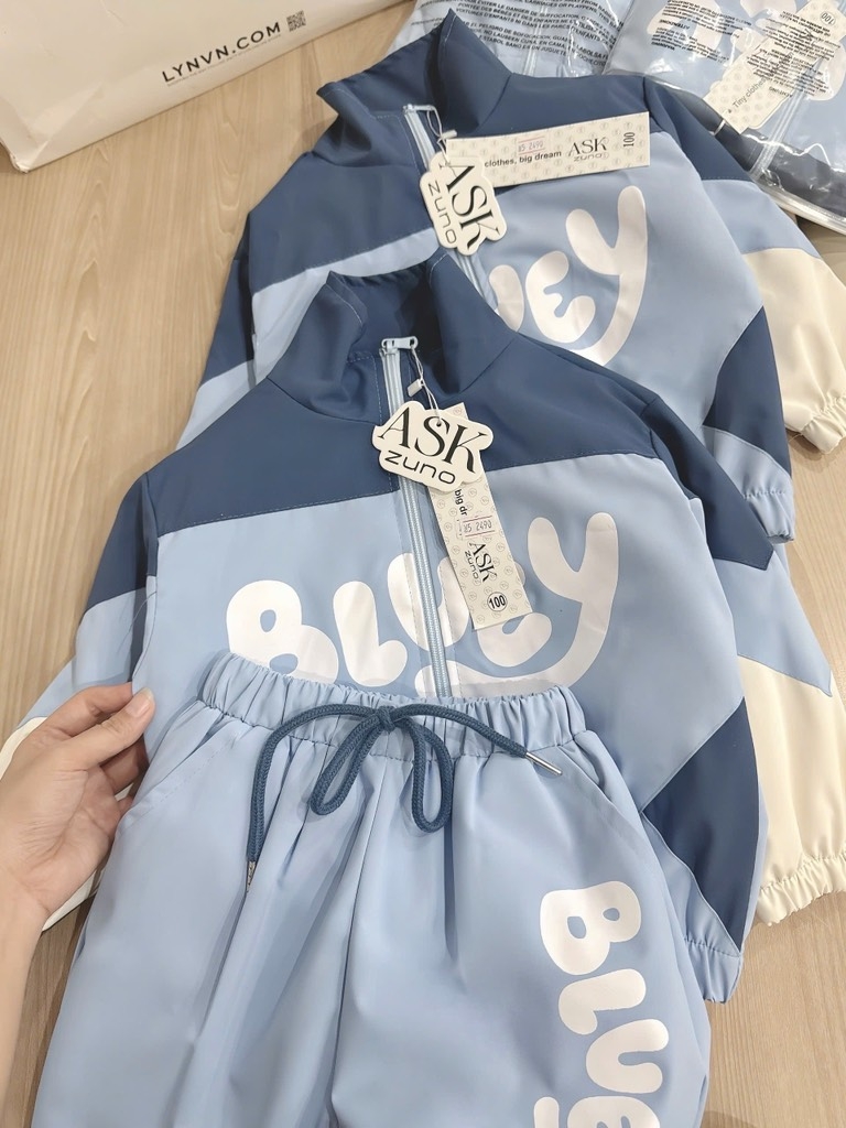 SET BỘ GIÓ DÀI BLUEY MÀU XANH BÉ TRAI