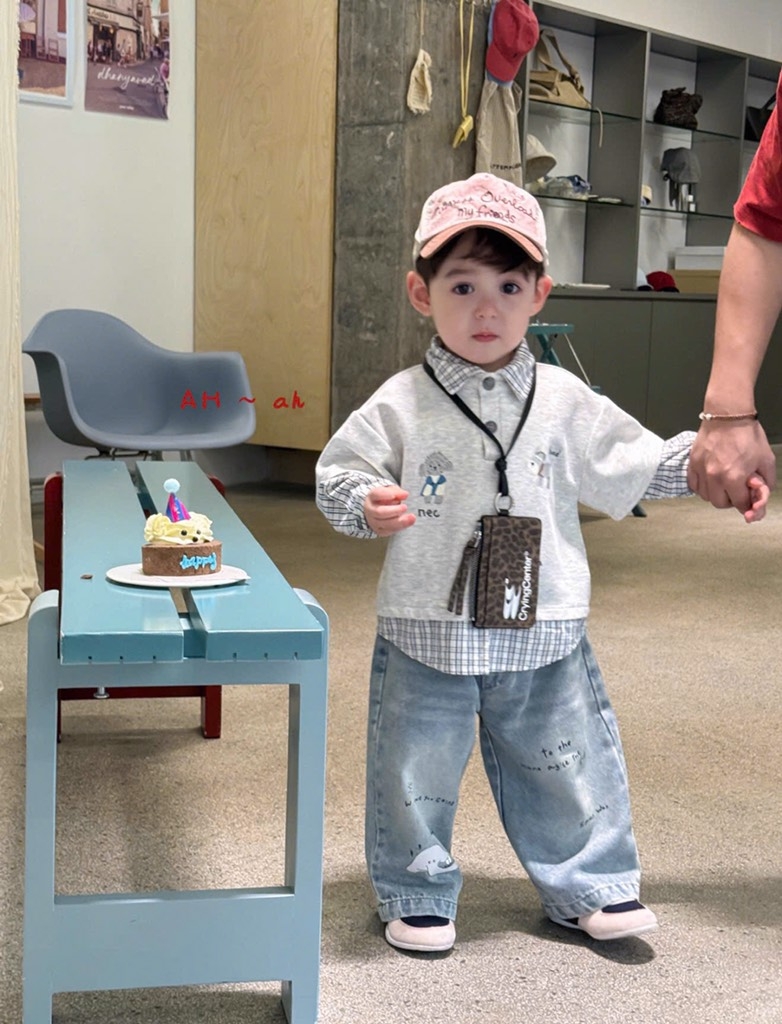 SET BỘ DÀI ÁO PHỐI SƠ MI KẺ QUẦN BÒ BÉ TRAI