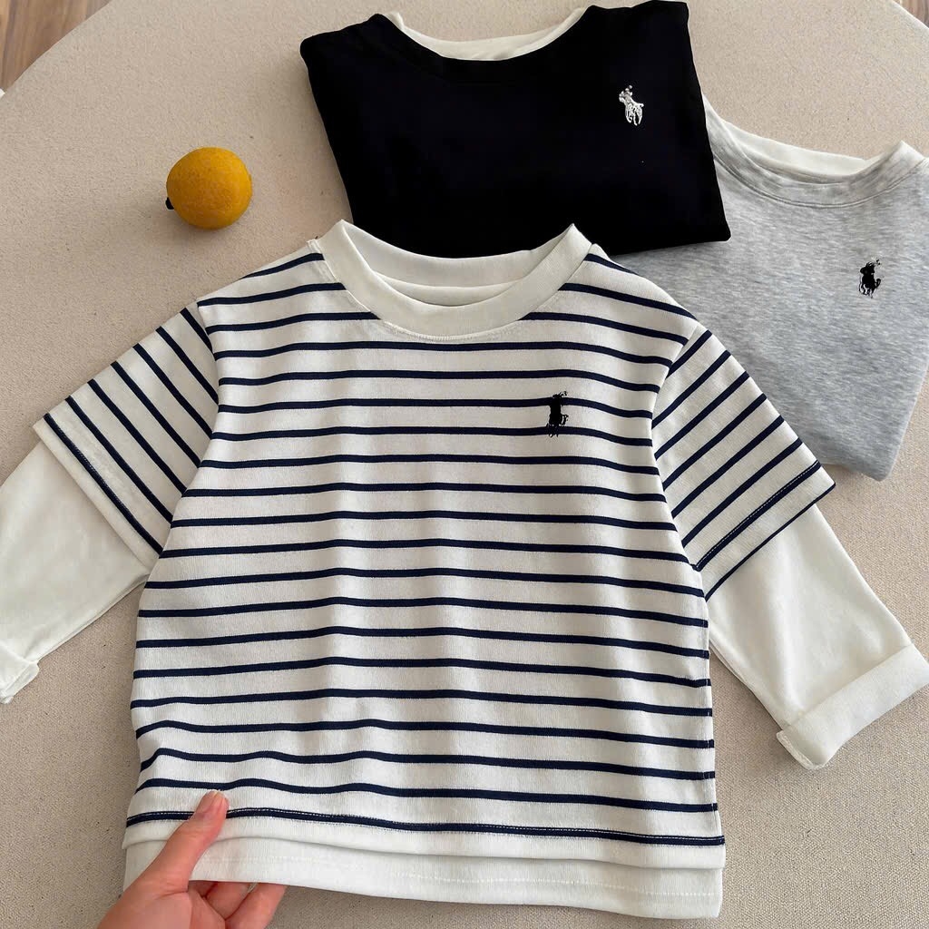SET 3 ÁO DÀI TAY CỔ TRÒN PHỐI TAY BÉ TRAI SẴN