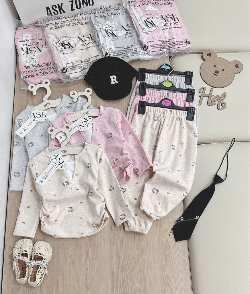 BỘ DÀI LÔNG THỎ KITTY BÉ GÁI 3 MÀU SẴN (SALE 59k)