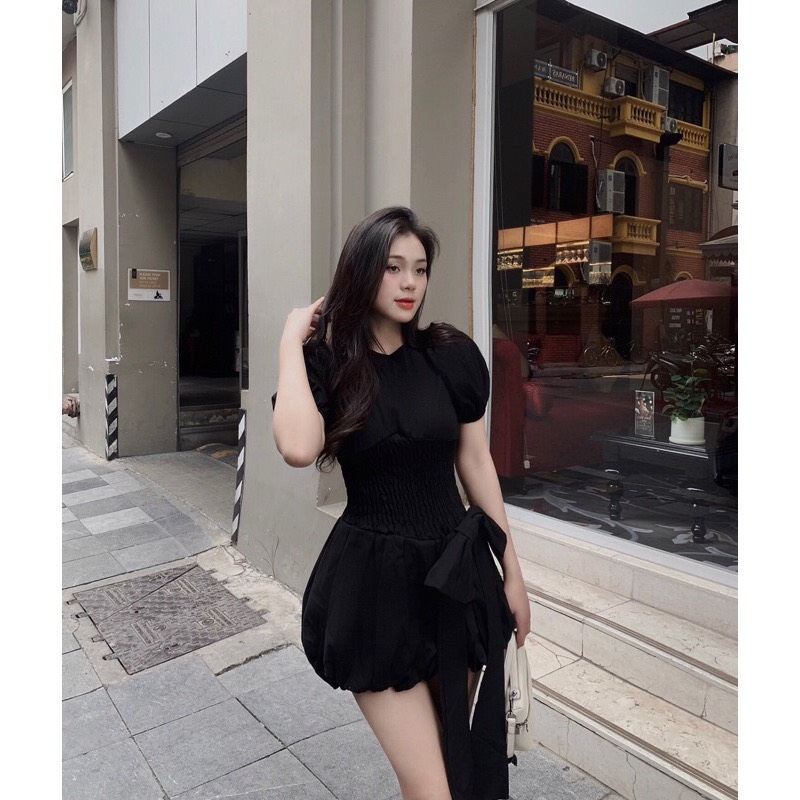 VÁY CHUN EO TAY BỒNG NỮ (Xả 89k)