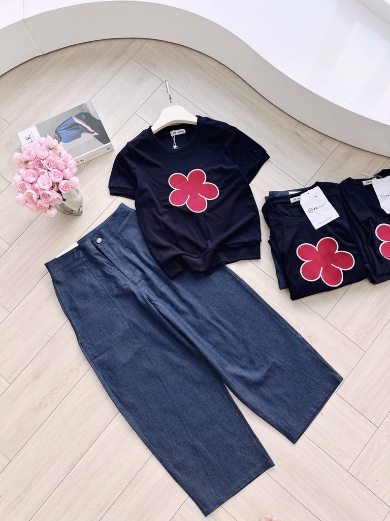 SET ÁO THÊU HOA MIX QUẦN JEANS NỮ