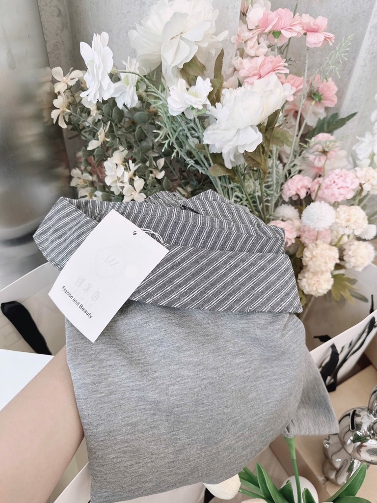 SET MÌ NỈ CHÂN VÁY ÁO PHỐI KẺ CHÉO VAI NỮ THU ĐÔNG SẴN (SALE 139k)