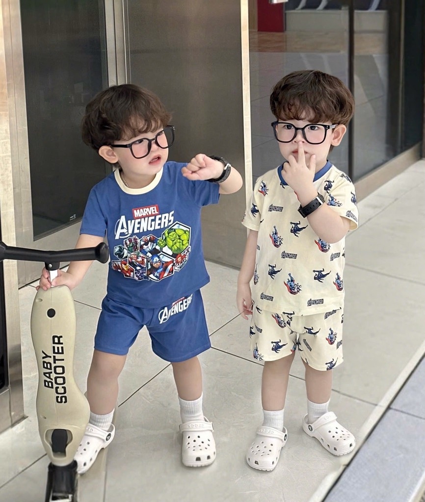 SET 2 BỘ CỘC TAY AVENGERS TONE XANH DƯƠNG BÉ TRAI
