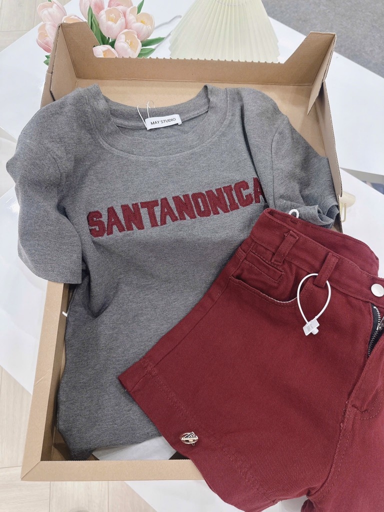 SET ÁO THÊU MIX JEAN ĐỎ KÈM TAG SẴN