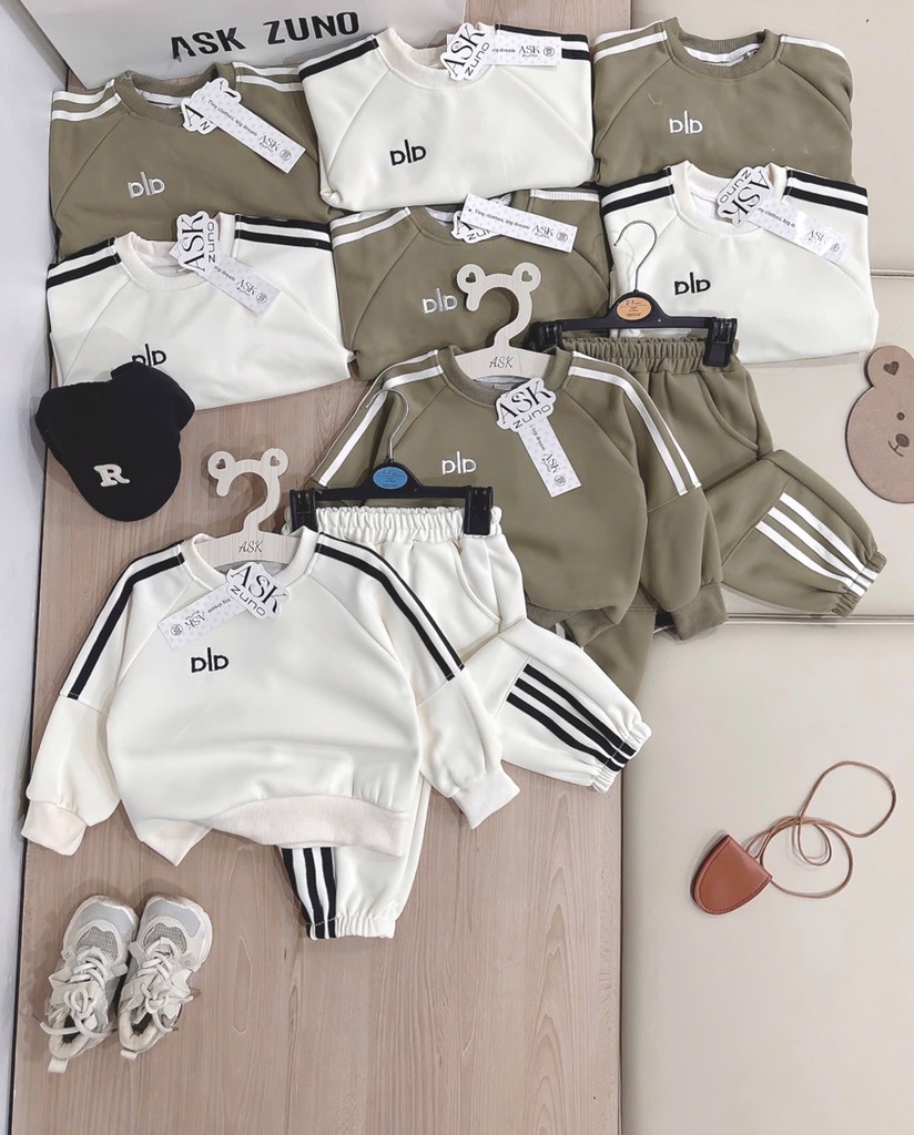 SET DÀI NỈ 3 SỌC HAI DA RÊU KEM BÉ TRAI SẴN