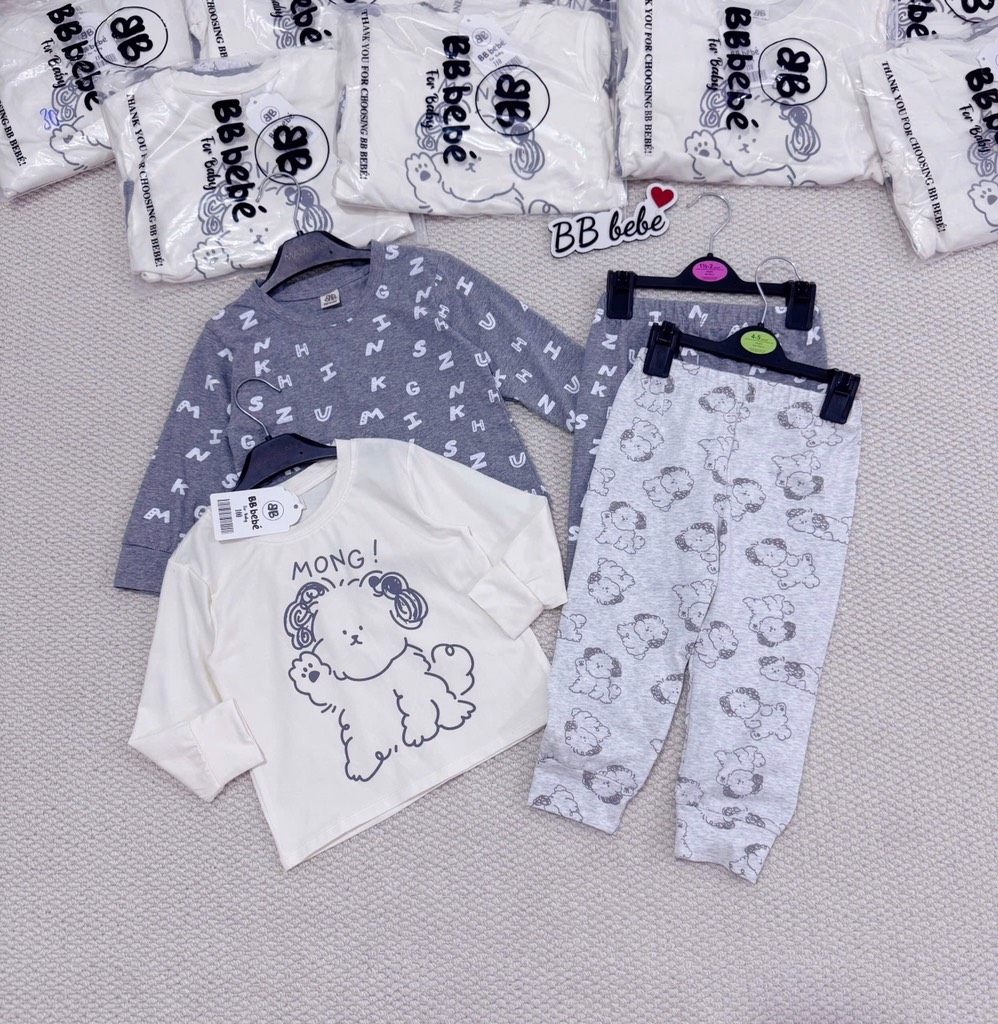 SET 2 BỘ DÀI HOMEWEAR CHÚ CHÓ TONE GHI BÉ TRAI