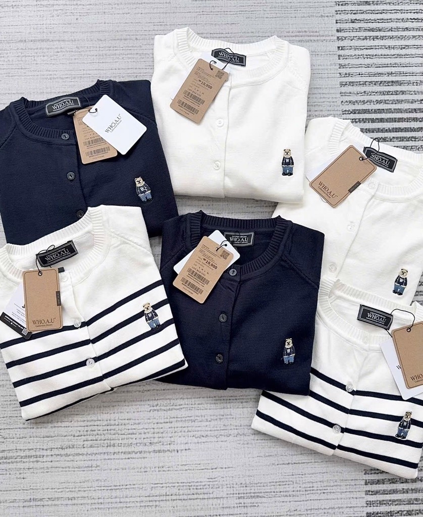 ÁO LEN CADIGAN GẤU WHO.AUU HOT HIT NỮ