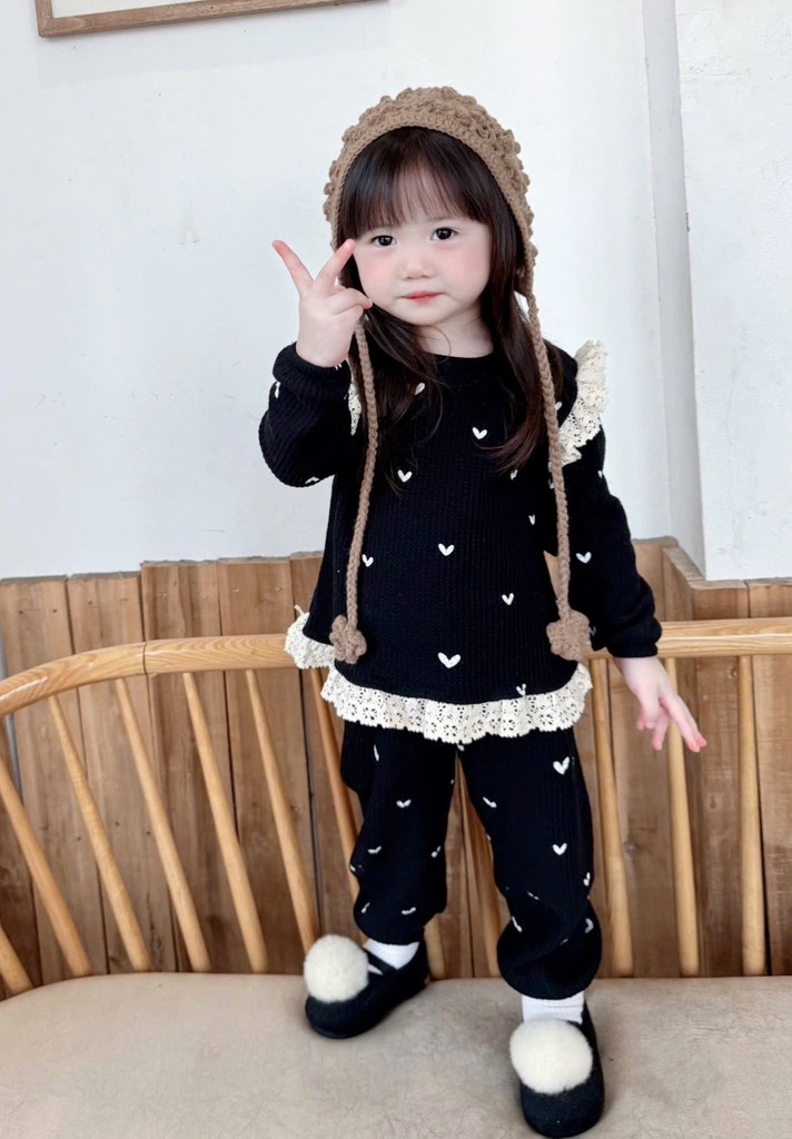 SET 2 BỘ DÀI TỔ ONG BÈO TIM BÉ GÁI SẴN (sale 85k)
