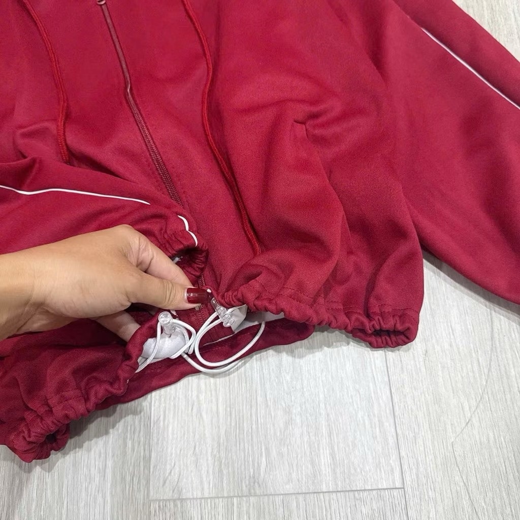 ÁO KHOÁC NỈ ĐỎ HAI DA NỮ THU ĐÔNG SẴN