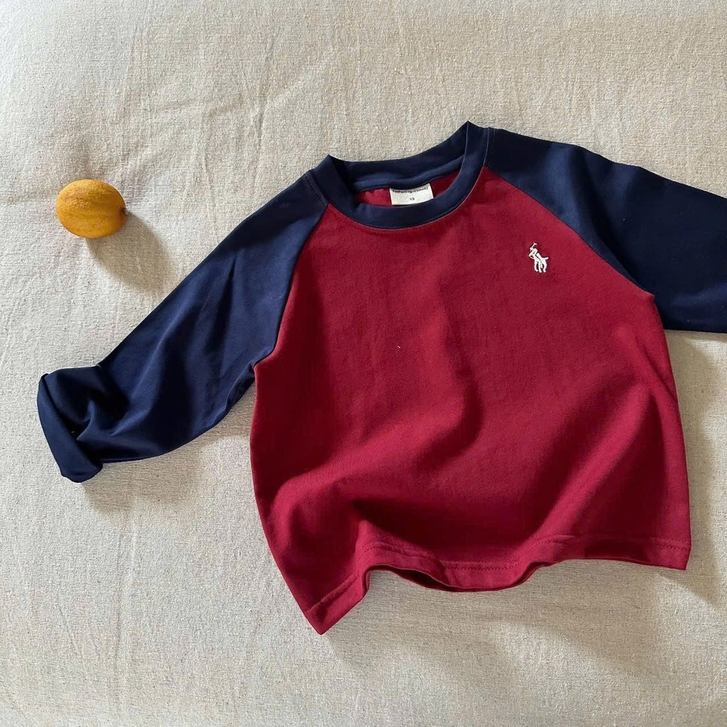 SET 4 ÁO ĐỎ XÁM BE DÀI TAY BÉ TRAI