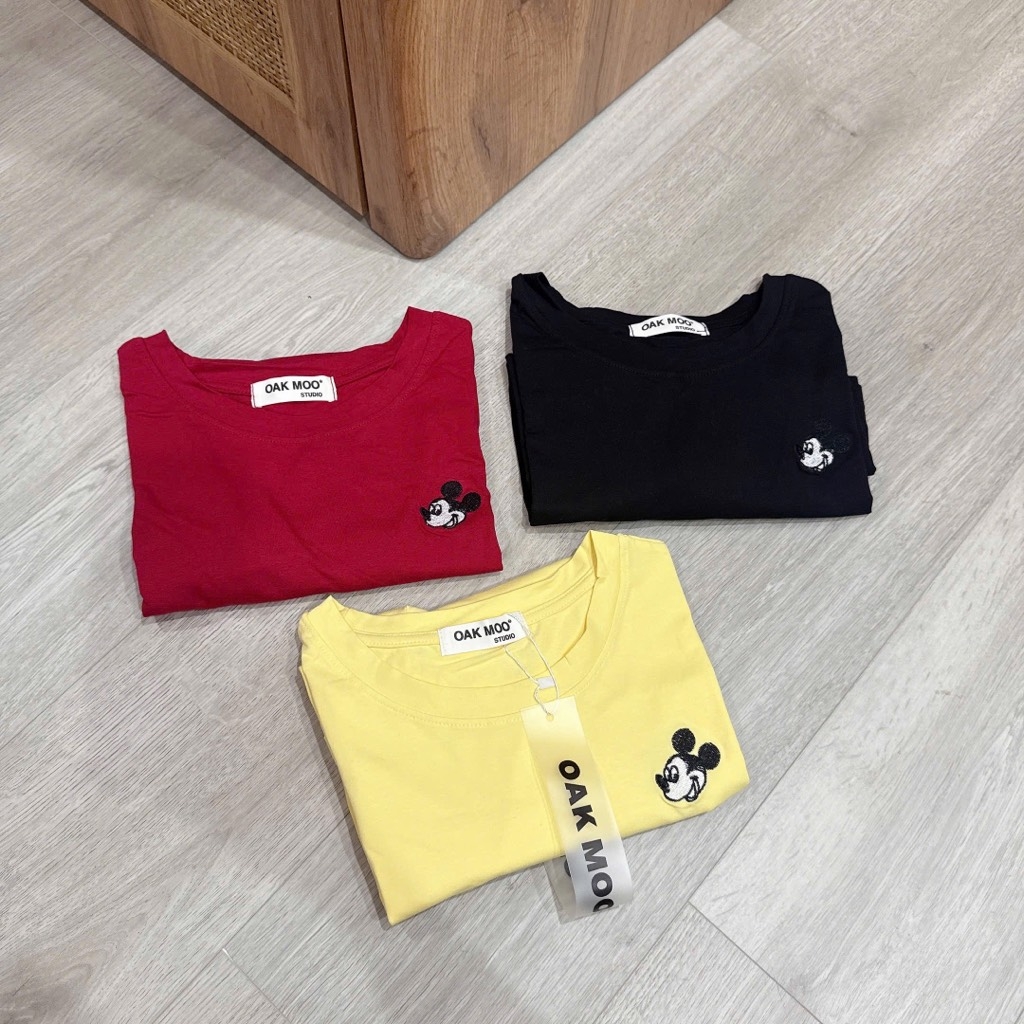 SET 3 ÁO ĐỎ VÀNG ĐEN THÊU MICKEY NỮ THU ĐÔNG SẴN