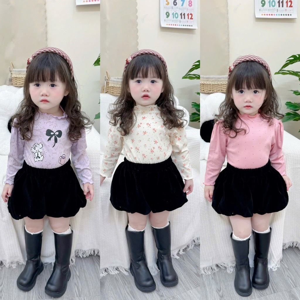 SET 3 ÁO ZIP GIỮ NHIỆT TONE HỒNG TÍM BE DÀI TAY BÉ GÁI
