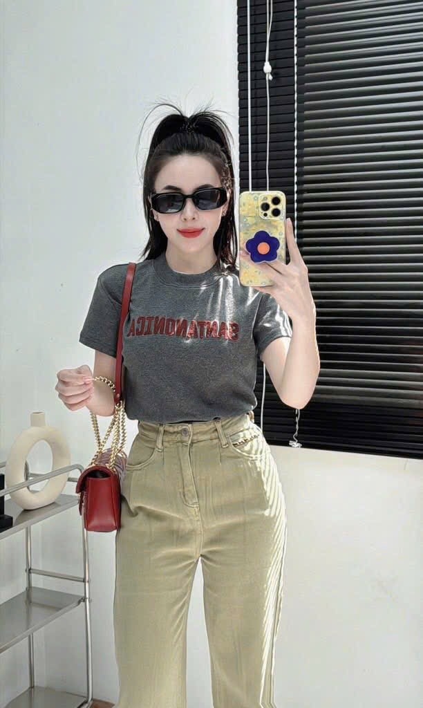 SET ÁO THÊU MIX JEAN ĐỎ KÈM TAG SẴN