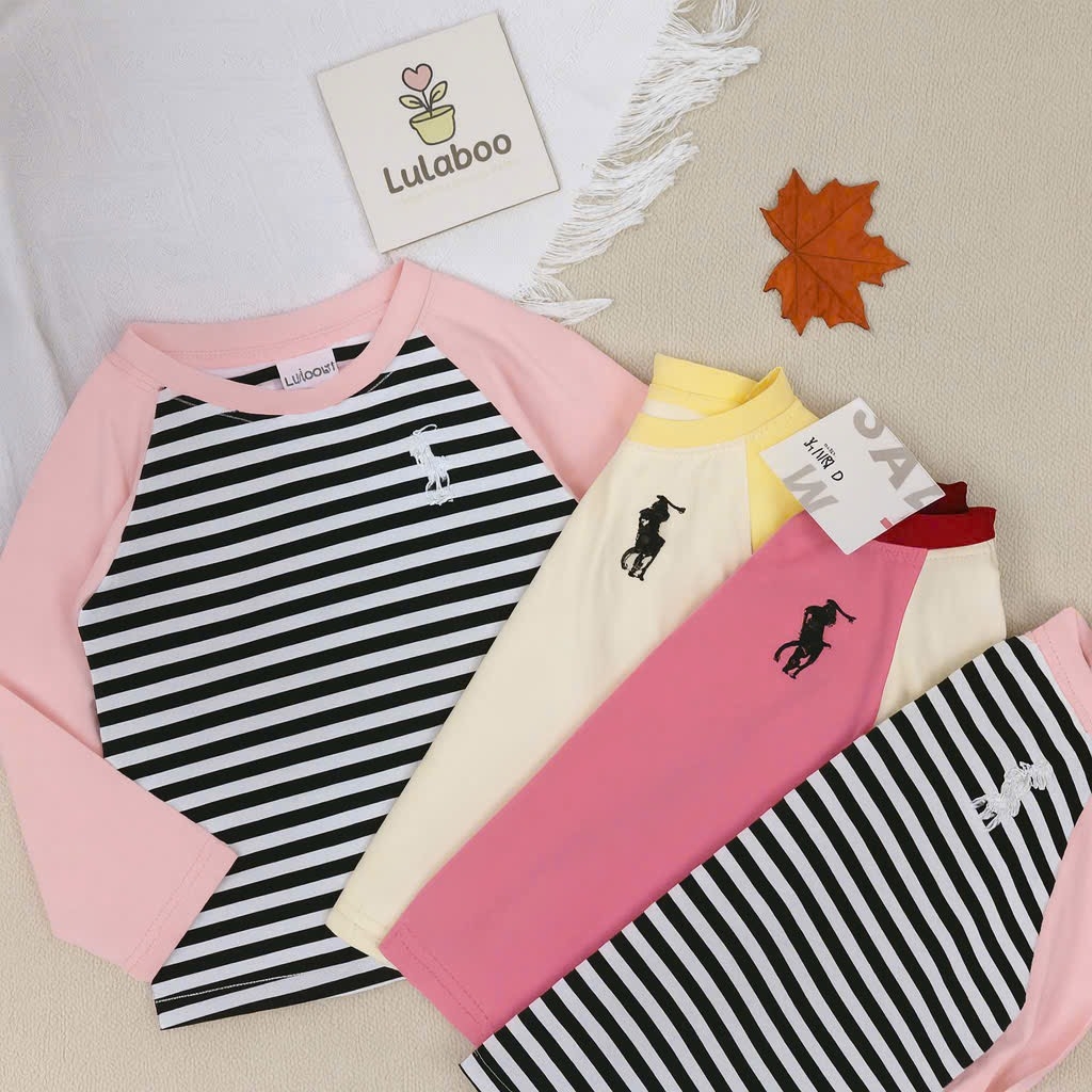 SET 3 ÁO NGỰA PHỐI MÀU DÀI TAY BÉ GÁI SẴN