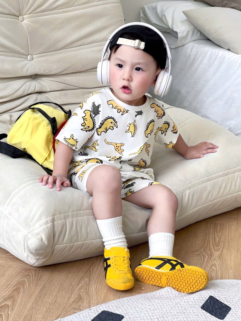 SET 2B CỘC TAY KHỦNG LONG TONE VÀNG XANH CHO BÉ TRAI