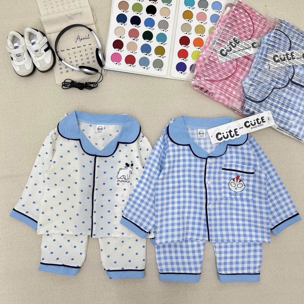 SET 2 BỘ ĐŨI DÀI PIZAMA 2 MÀU BÉ TRAI BÉ GÁI