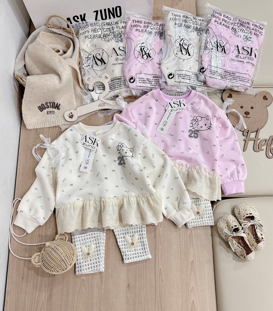 BỘ NỈ PHỐI REN BÉ GÁI
