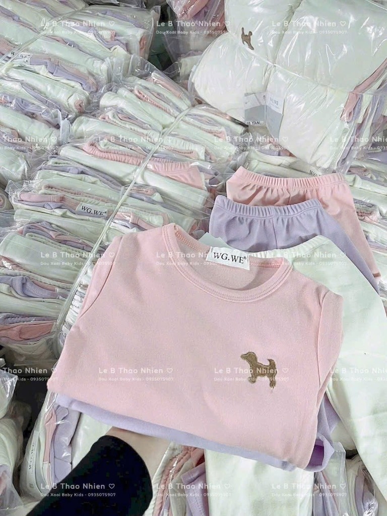 SET 3 BỘ DÀI NỈ LÔNG THÊU CHÓ BÉ GÁI SẴN