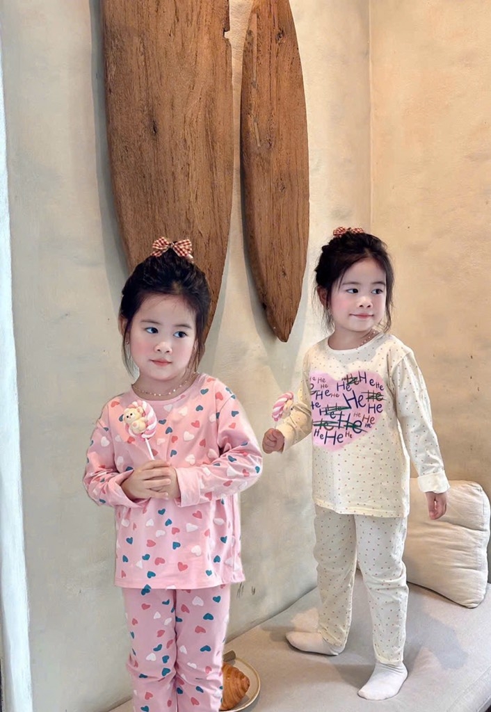 SET 2 BỘ DÀI TIM HỒNG HEHE CHUẨN HÀN BÉ GÁI