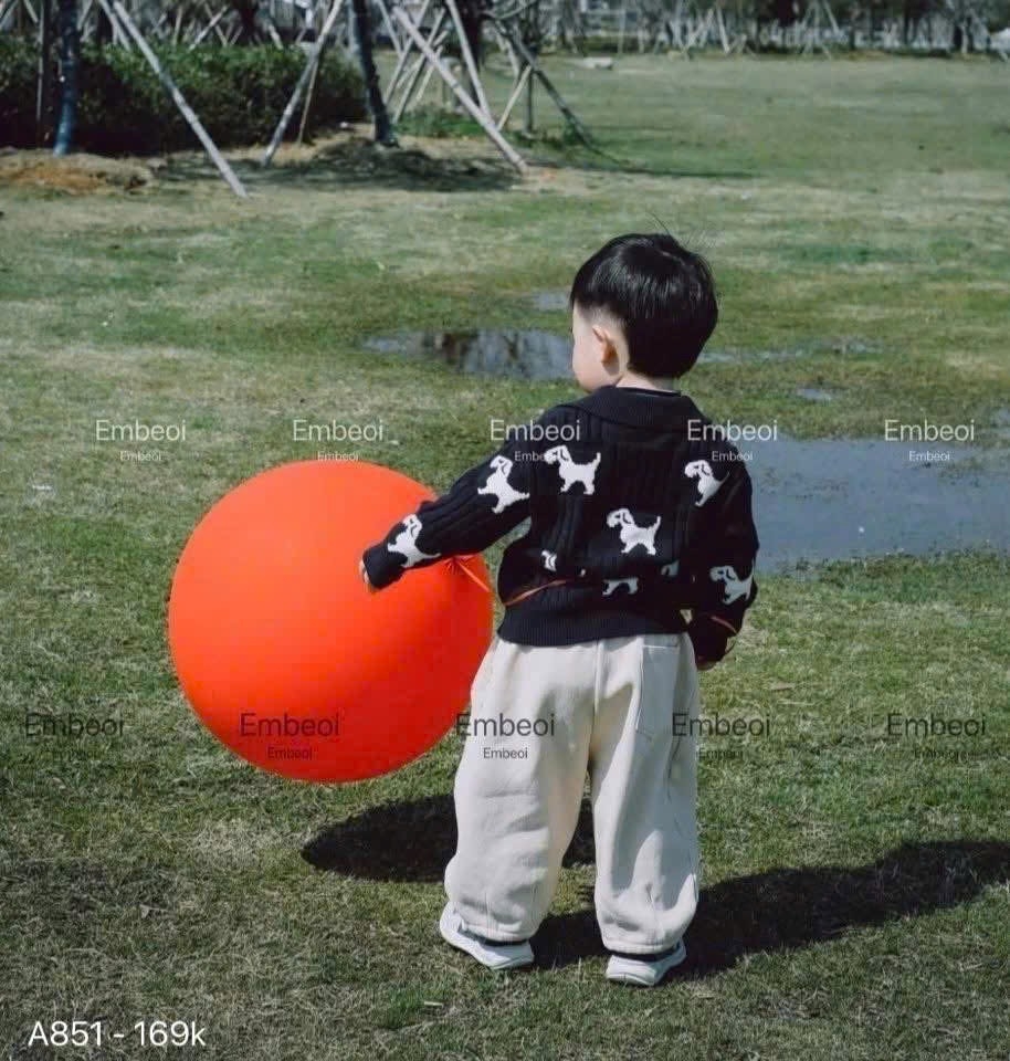 ÁO LEN ĐEN CHÚ CHÓ DÀI TAY BÉ TRAI