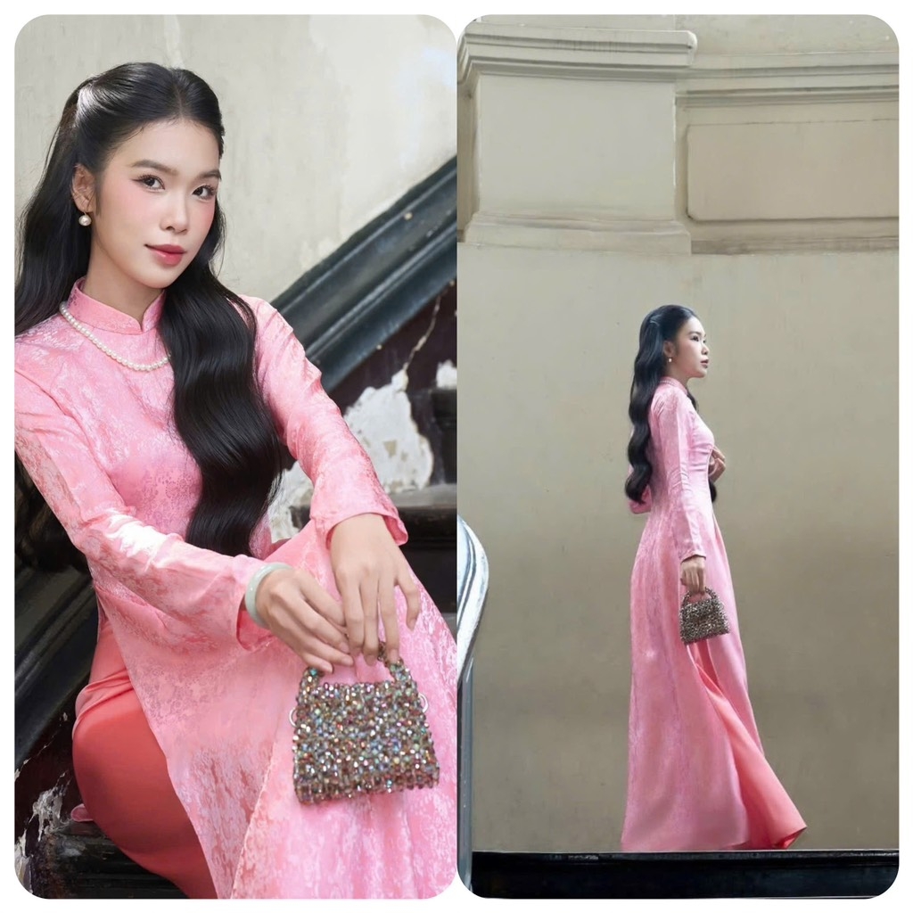 SET ÁO DÀI TƠ HỒNG NỮ
