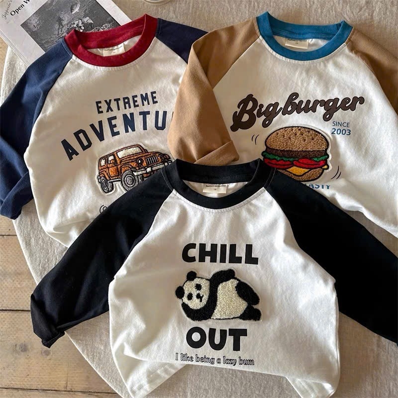 SET 3 ÁO Ô TÔ GẤU HAMBUGER DÀI TAY BÉ TRAI SẴN(XẢ 108k)