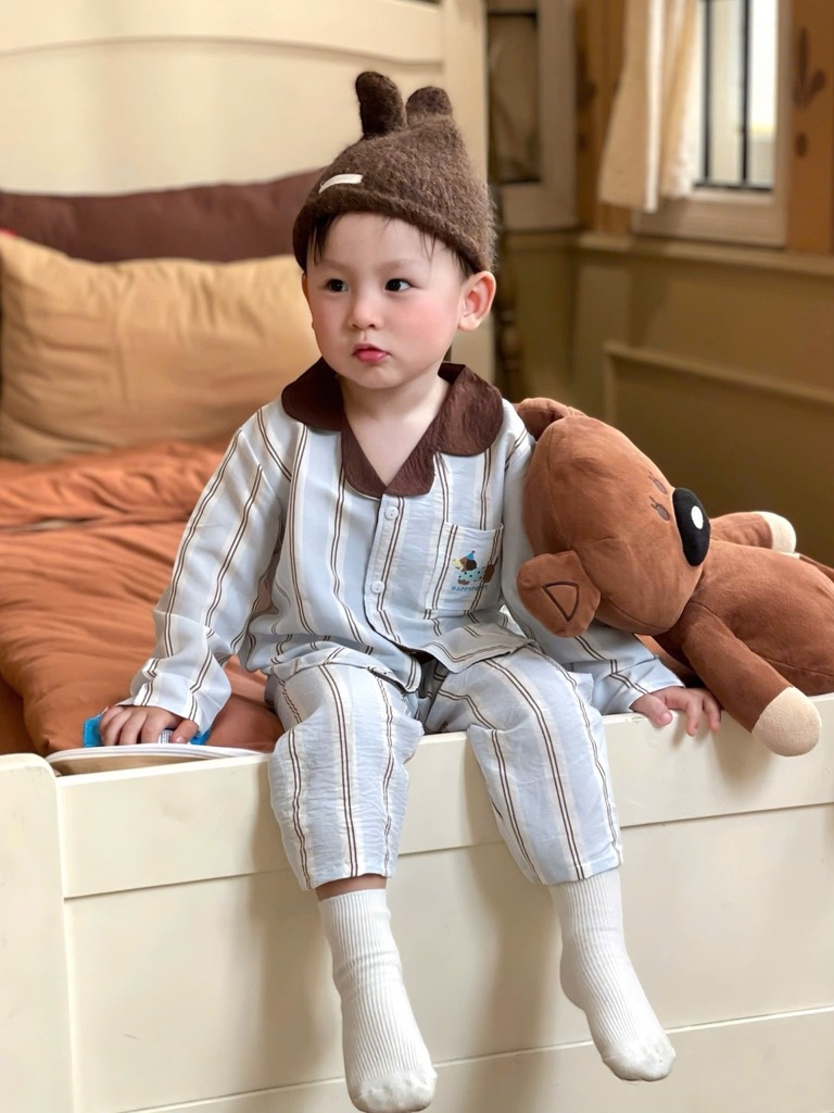 SET 2 BỘ DÀI PIZAMA TONE XANH CÚN KẺ BÉ TRAI