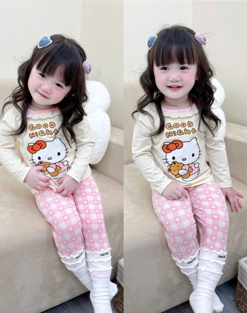 SET 2 BỘ DÀI MÈO HELLO KITTY TONE BE BÉ GÁI SẴN (SALE 99k)