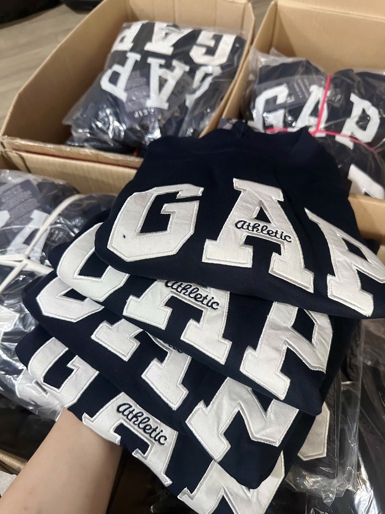 ÁO GAP XUẤT 2 MÀY XANH THAN TRẮNG NỮ SẴN