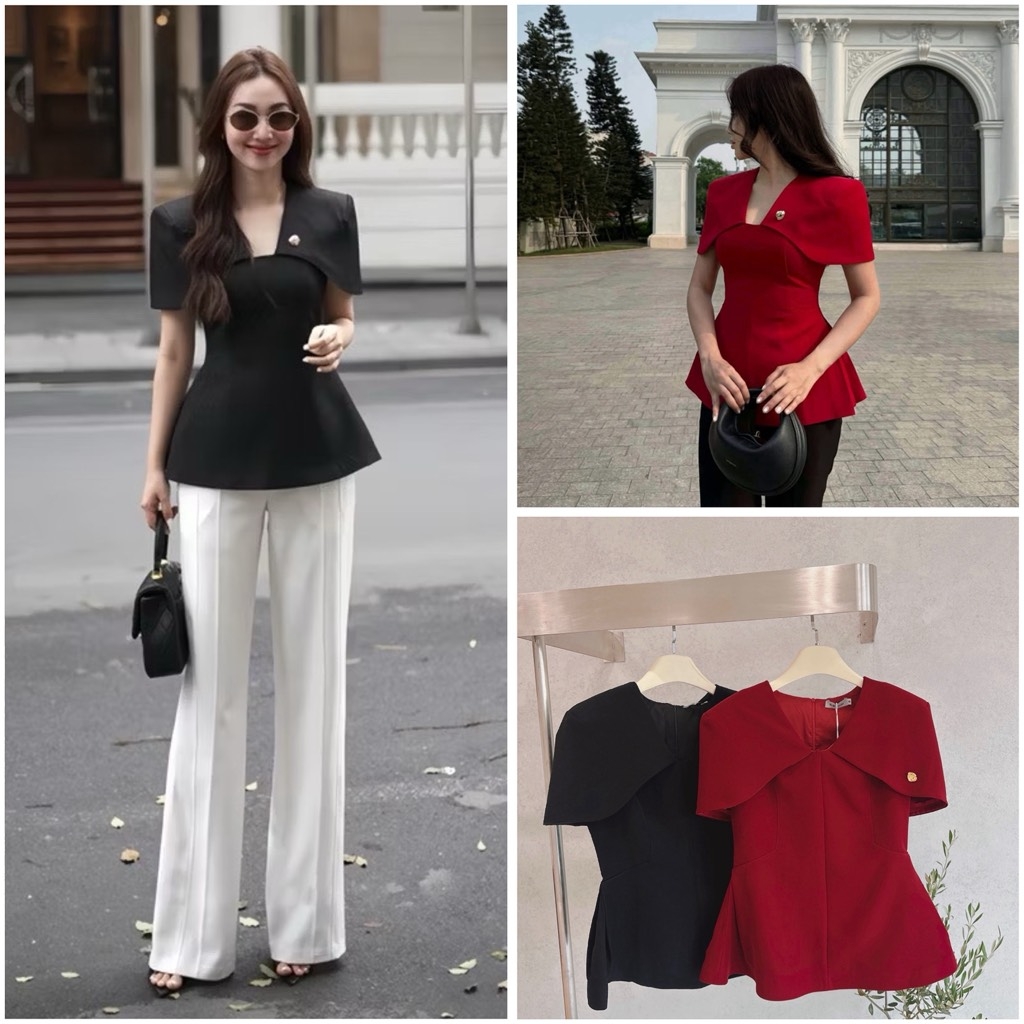 ÁO CỘC CHOÀNG VAI HAI LỚP LI EO KÈM TAG NỮ SẴN (SALE 129k)