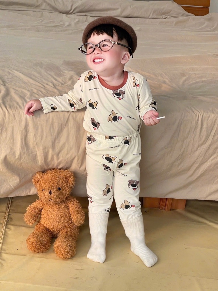 SET 2 BỘ DÀI COTTON CUTE PUPPY SIÊU CƯNG BÉ TRAI