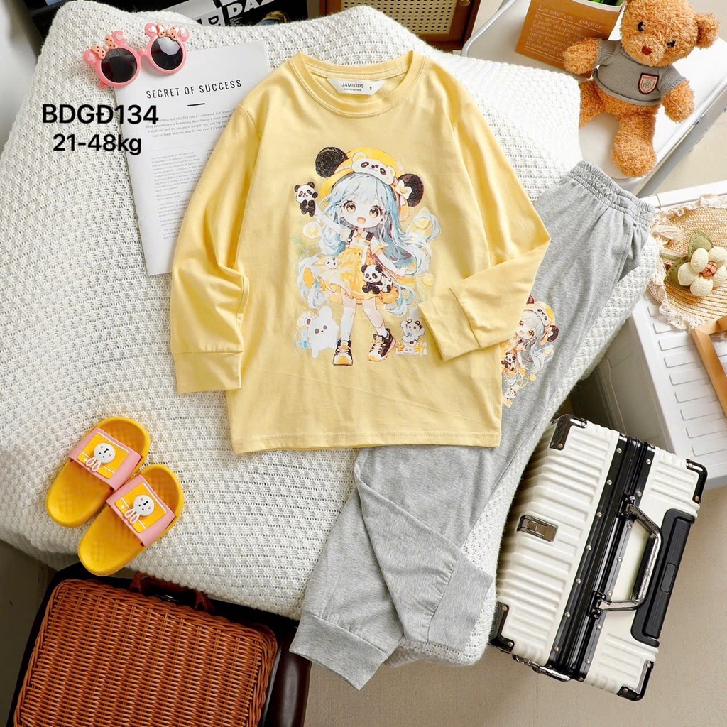 SET BỘ DÀI TAY SIZE ĐẠI HÌNH HOẠT HÌNH BÉ GÁI