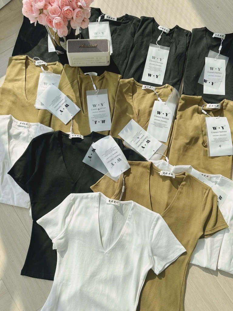 ÁO CỔ TIM TAY CỘC 3 MẦU NỮ SẴN (XẢ 39k)