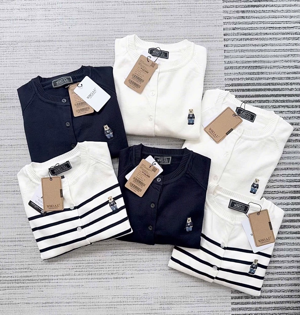 ÁO LEN CADIGAN GẤU WHO.AUU HOT HIT NỮ