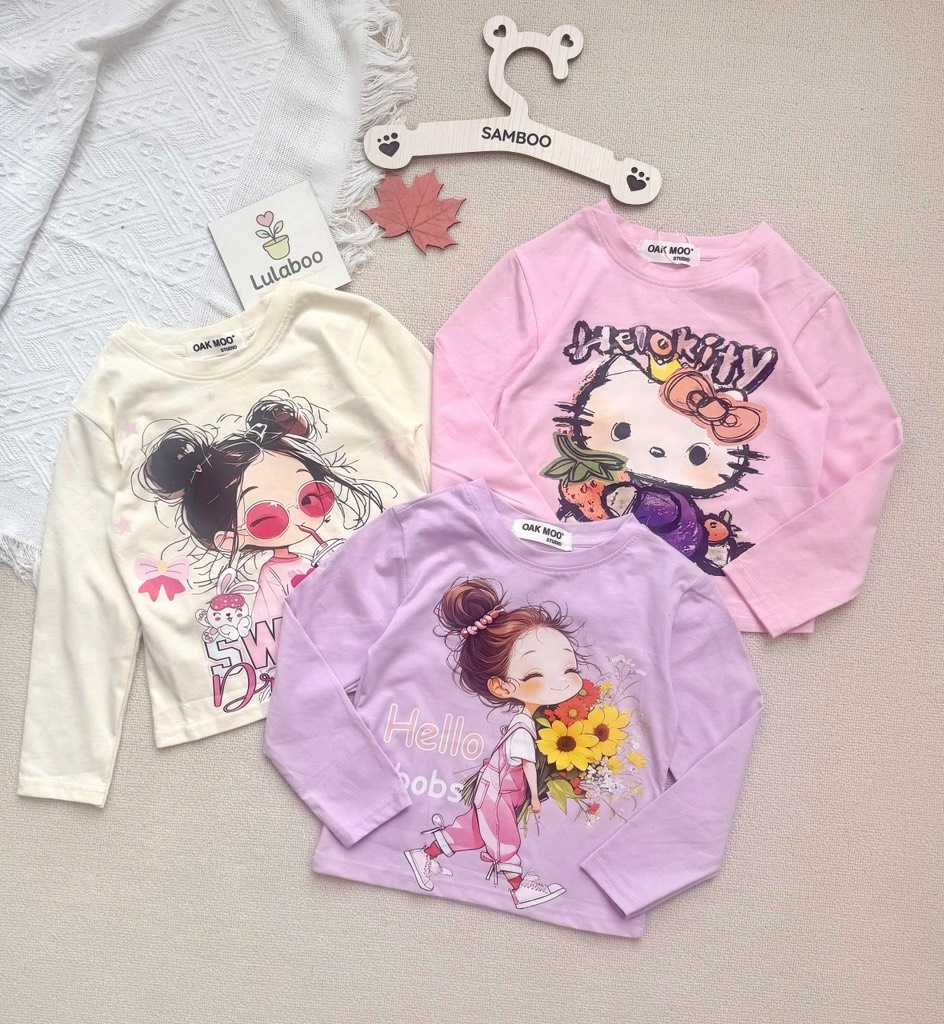 SET 3 ÁO DÀI TAY HELLO KITY TONE HỒNG TÍM BÉ GÁI