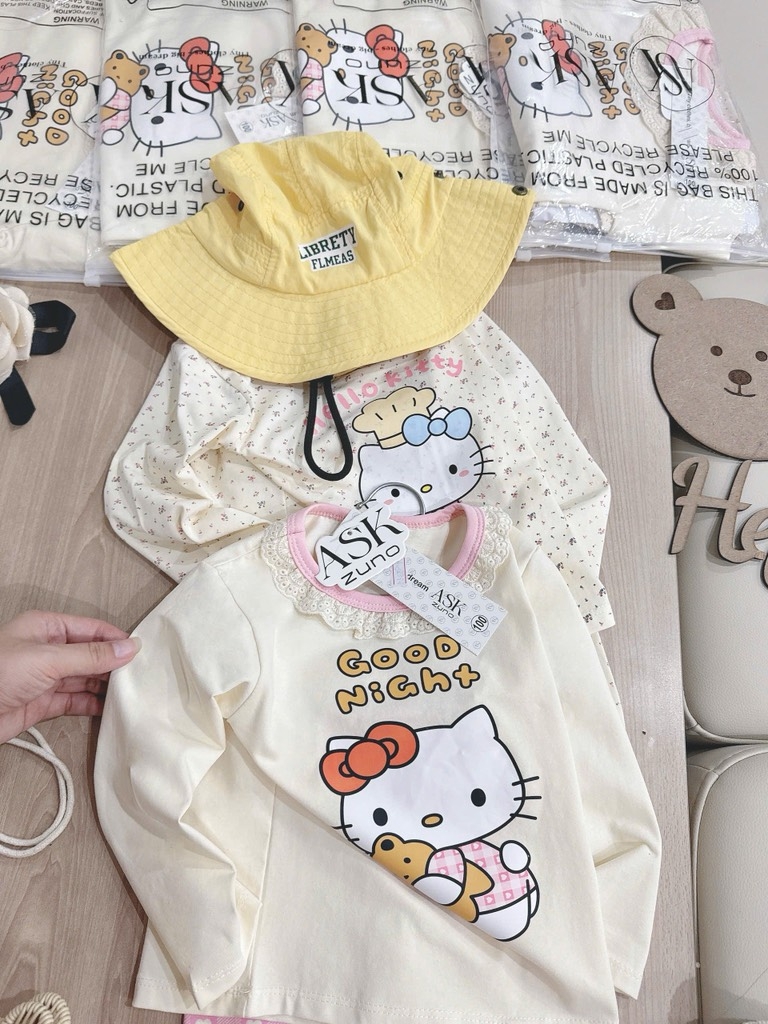 SET 2 BỘ DÀI MÈO HELLO KITTY TONE BE BÉ GÁI SẴN (SALE 99k)