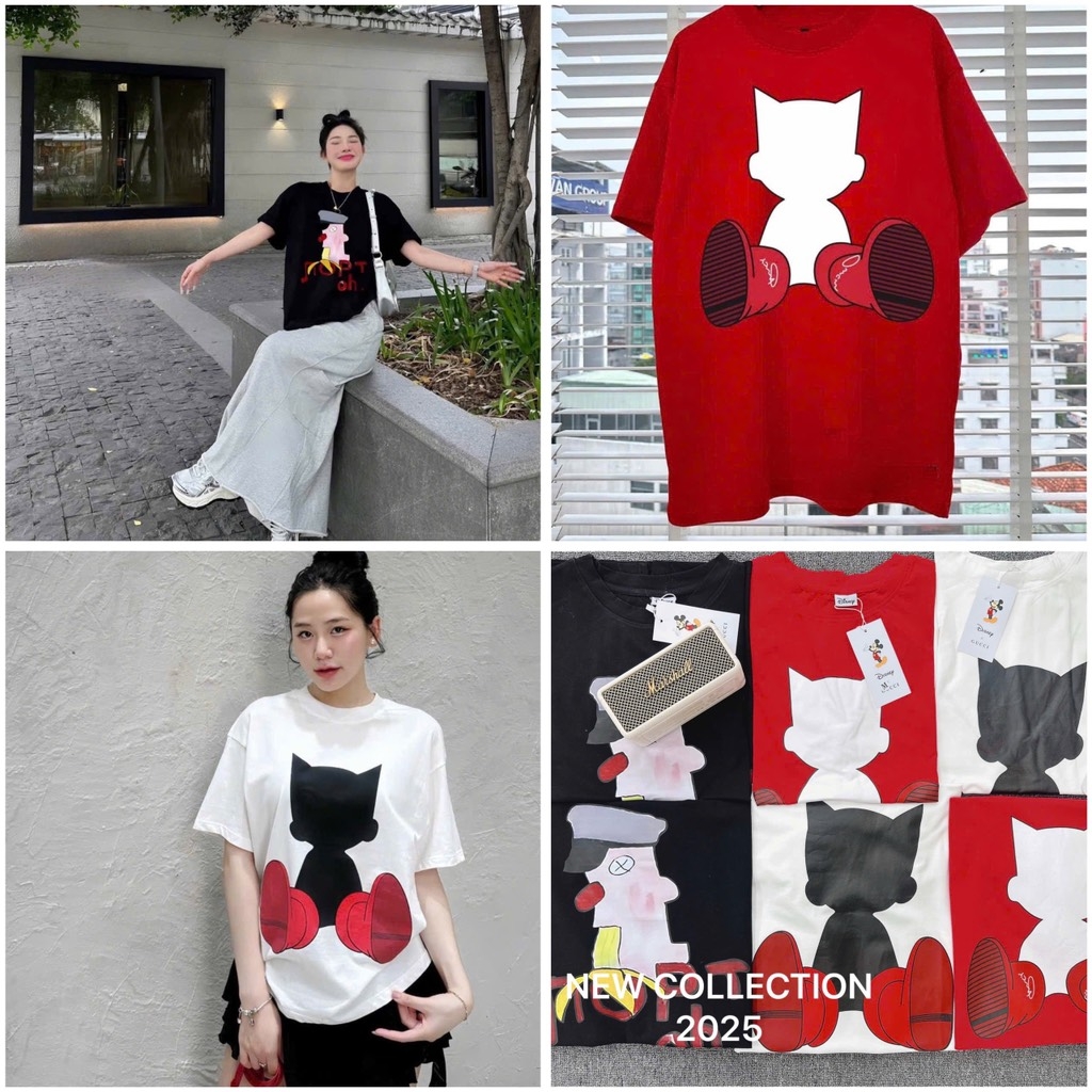 ÁO COTTON MÈO ĐI HIA CỘC TAY NỮ SẴN