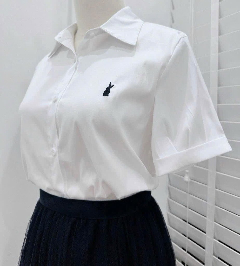 ÁO SƠ MI TRẮNG THÊU THỎ NỮ (XẢ 45k)