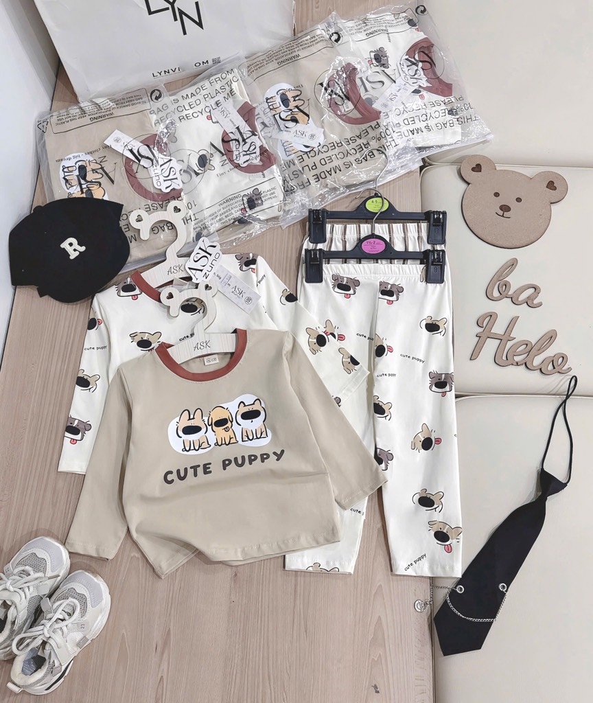 SET 2 BỘ DÀI COTTON CUTE PUPPY SIÊU CƯNG BÉ TRAI