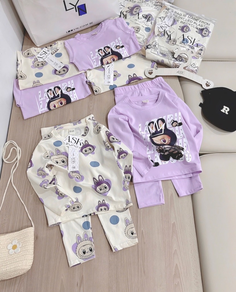 SET 2 BỘ COTTON LABUBUTHU ĐÔNG  BÉ GÁI (sale 79k)