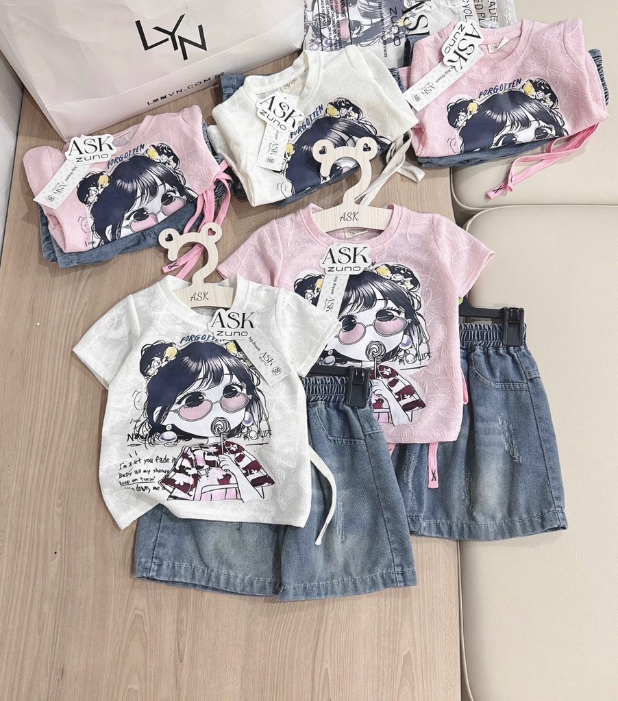 SET ÁO REN JEAN LỬNG BÉ GÁI (XẢ 69k)