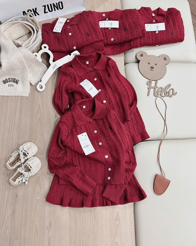 SET LEN DỆT THÊU NGỰA – MÀU ĐỎ ĐÔ BÉ GÁI