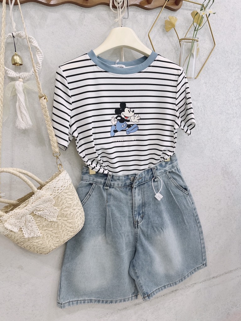 SET BÒ ÁO DÍP TĂM KẺ PHỐI MIX QUẦN LI BẠC NỮ