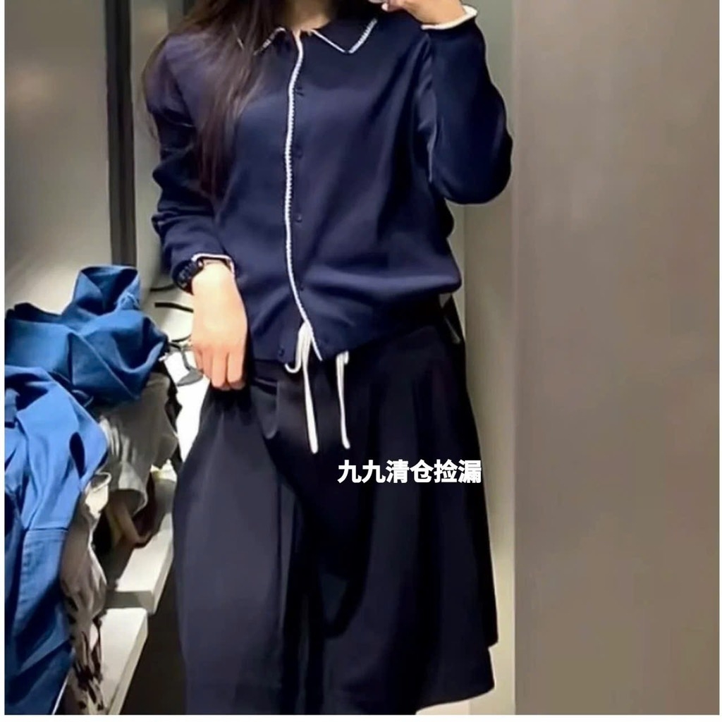 ÁO LEN POLO DỆT DÀI TAY THAN VIỀN REN NỮ THU ĐÔNG SẴN