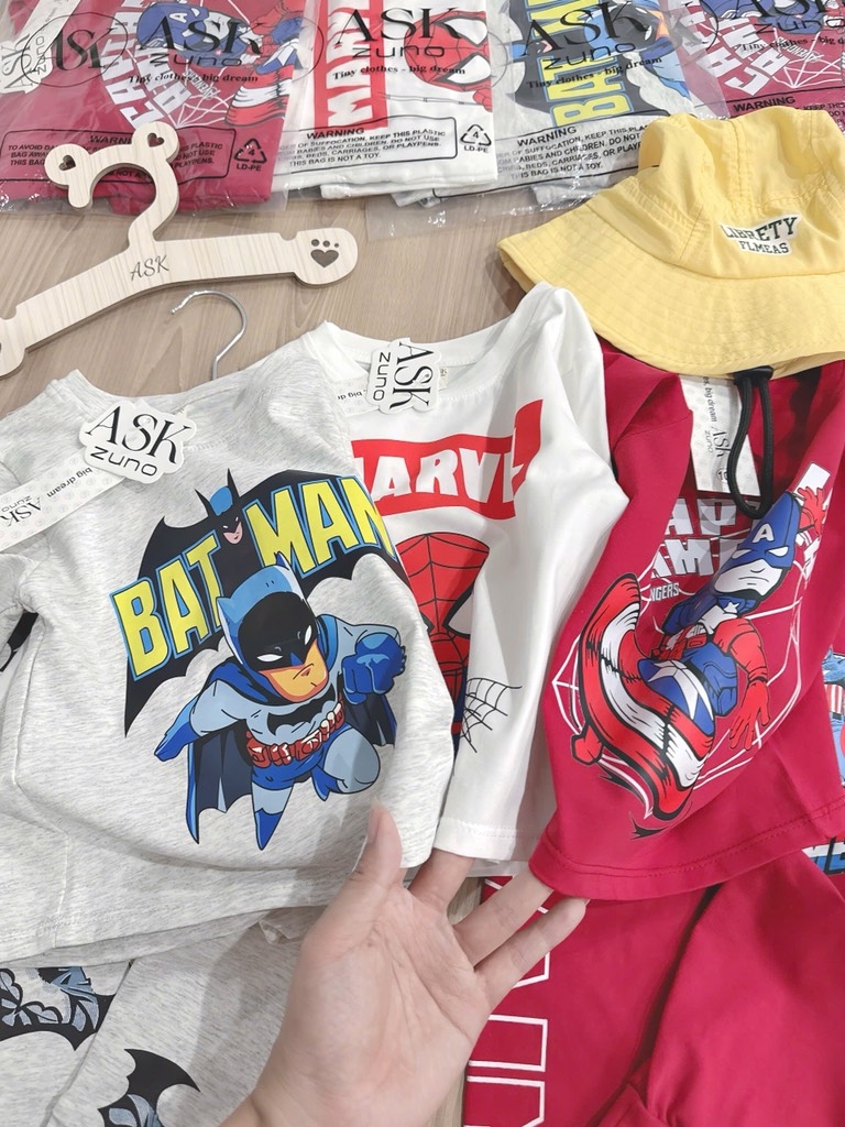SET 3 BỘ DÀI TAY SPIDERMAN BATMAN BÉ TRAI SẴN