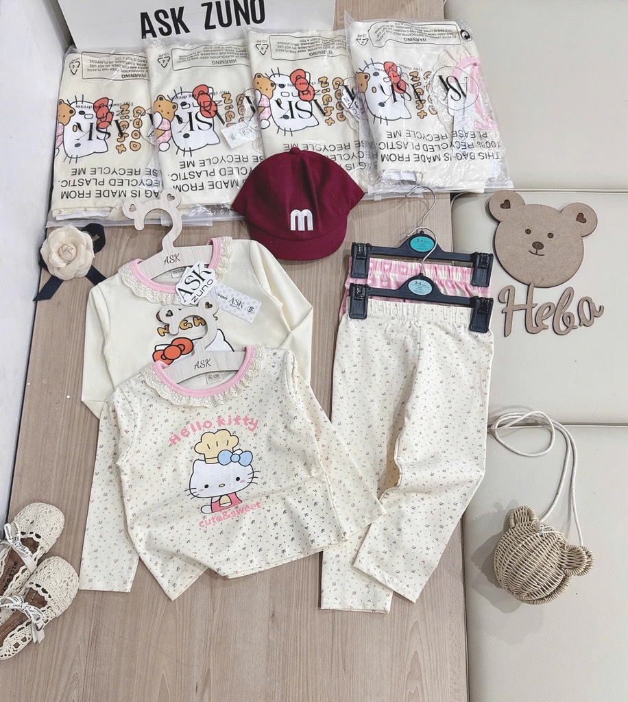 SET 2 BỘ DÀI MÈO HELLO KITTY TONE BE BÉ GÁI SẴN (SALE 99k)