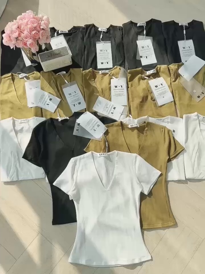 ÁO CỔ TIM TAY CỘC 3 MẦU NỮ SẴN (XẢ 39k)