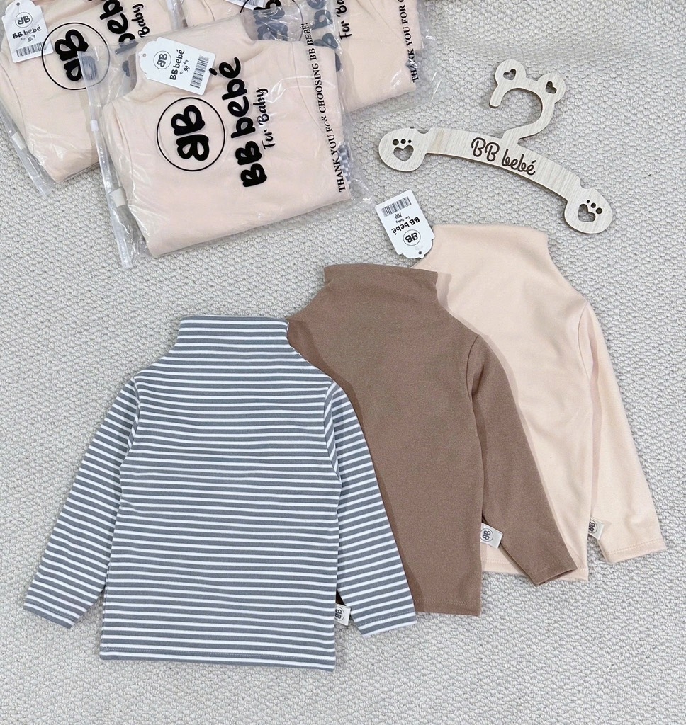 SET 3 ÁO ZIP LÔNG KẺ NÂU BE DÀI TAY BÉ TRAI