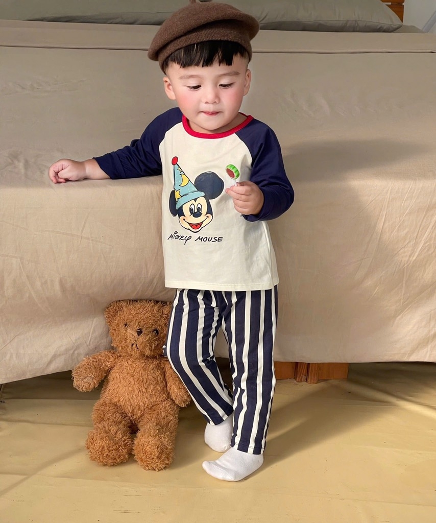 SET 2 BỘ DÀI CHÓ MK QUẦN KẺ SỌC BÉ TRAI